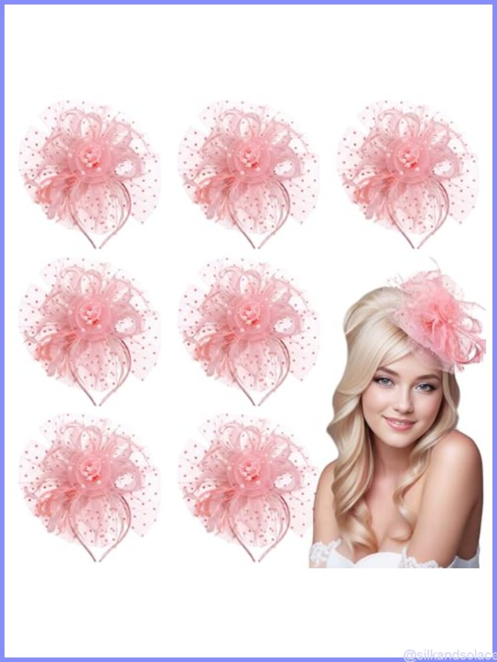 8 Pc Fascinator Hats Mesh Feathers Headband Clip Women Wedding Tea Party